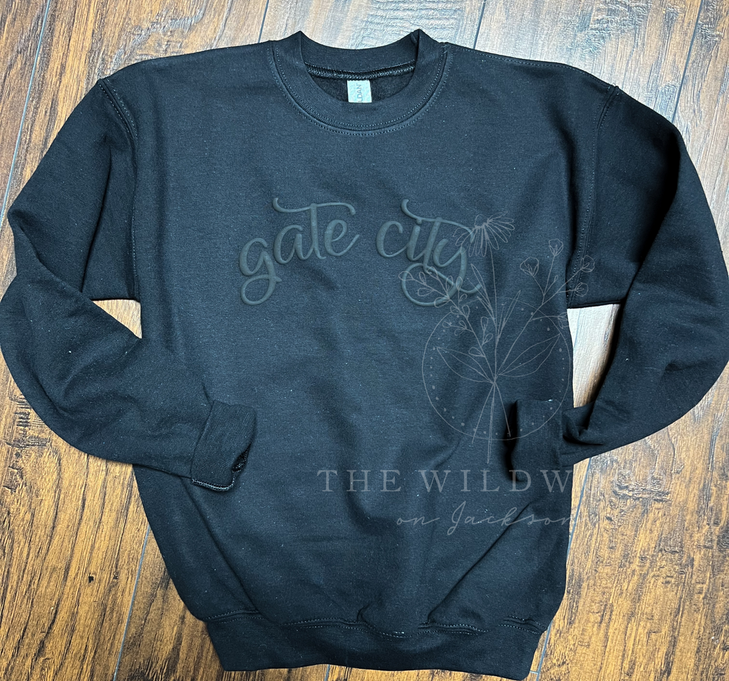 Black Gate City Puff Crewneck Sweatshirt